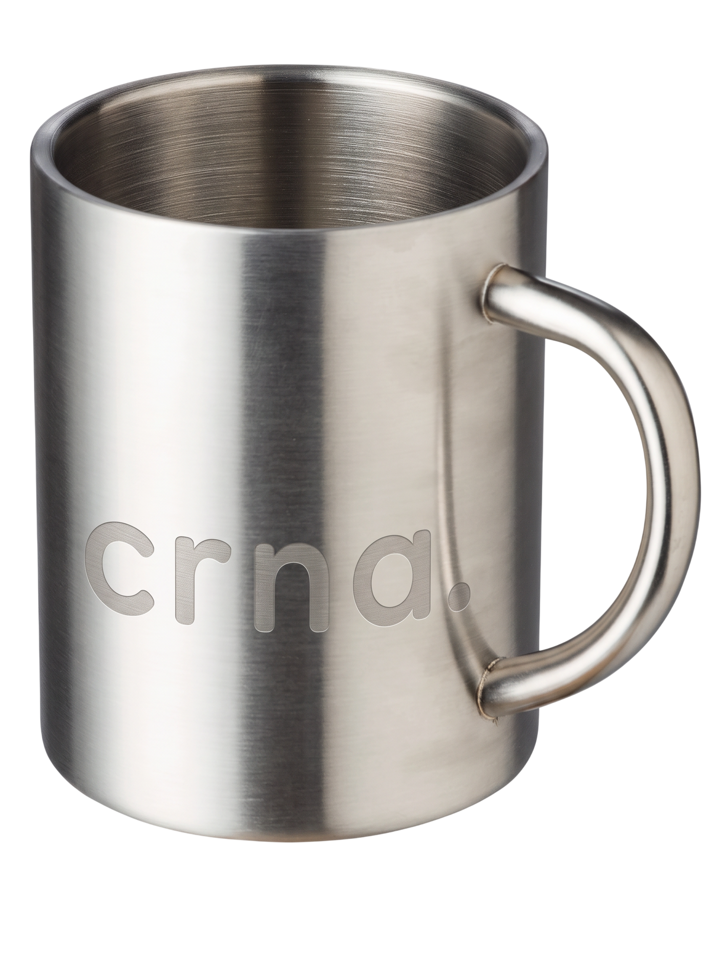 mugg i borstat stål med crna.-gravyr